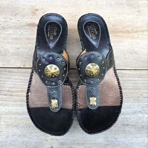 Clarks Artisan NEW Shingo Y2K Boho Luxe Leather Studded Wedge Sandal 7.5M